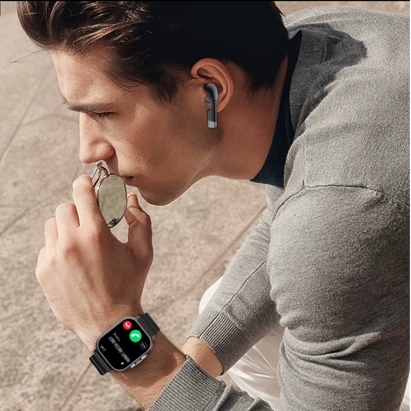 Montre connectée 2 en 1 avec écouteurs