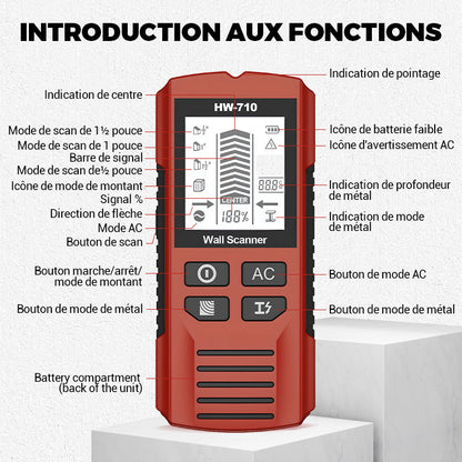 Détecteur mural portable multifonction